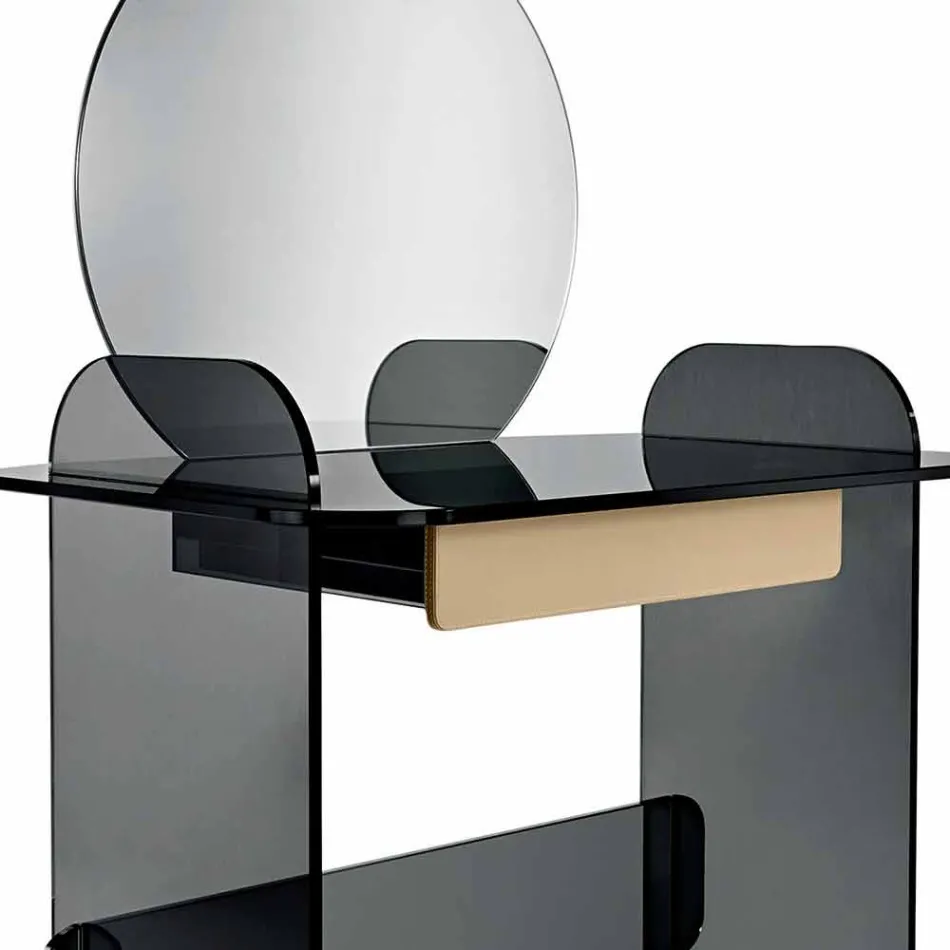 Toeletta da Trucco con Specchio e Cassetto in Vetro 3 Finiture - Salvie Viadurini