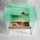 Toeletta da Trucco con Specchio e Cassetto in Vetro 3 Finiture - Salvie Viadurini
