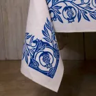 Tovaglia d’Arte con Disegno Stampato a Mano d’Alto Artigianato Italiano - Marchi Viadurini