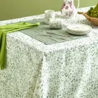 Tovaglia in Lino Stampato con Delicata Fantasia Vegetale Made in Italy - Velvet Viadurini