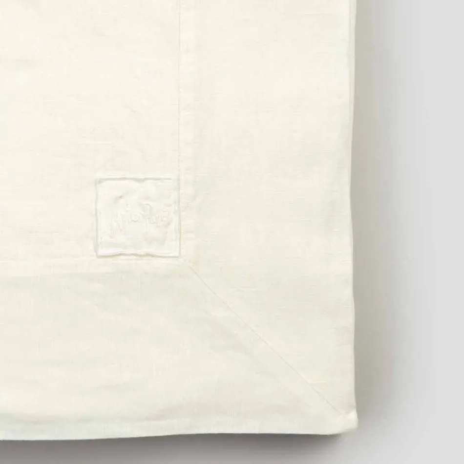 Tovaglia Rettangolare Grande Lino Bianco Pesante con Bordi a Cornice - Davinci Viadurini