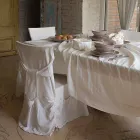 Tovaglia Rettangolare Grande Lino Bianco Pesante con Bordi a Cornice - Davinci Viadurini