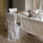 Tovaglia Rettangolare Grande Lino Bianco Pesante con Bordi a Cornice - Davinci Viadurini