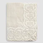 Tovaglia Rettangolare in Lino Beige con Pizzo Farnese Lusso Artigianale - Kippel Viadurini