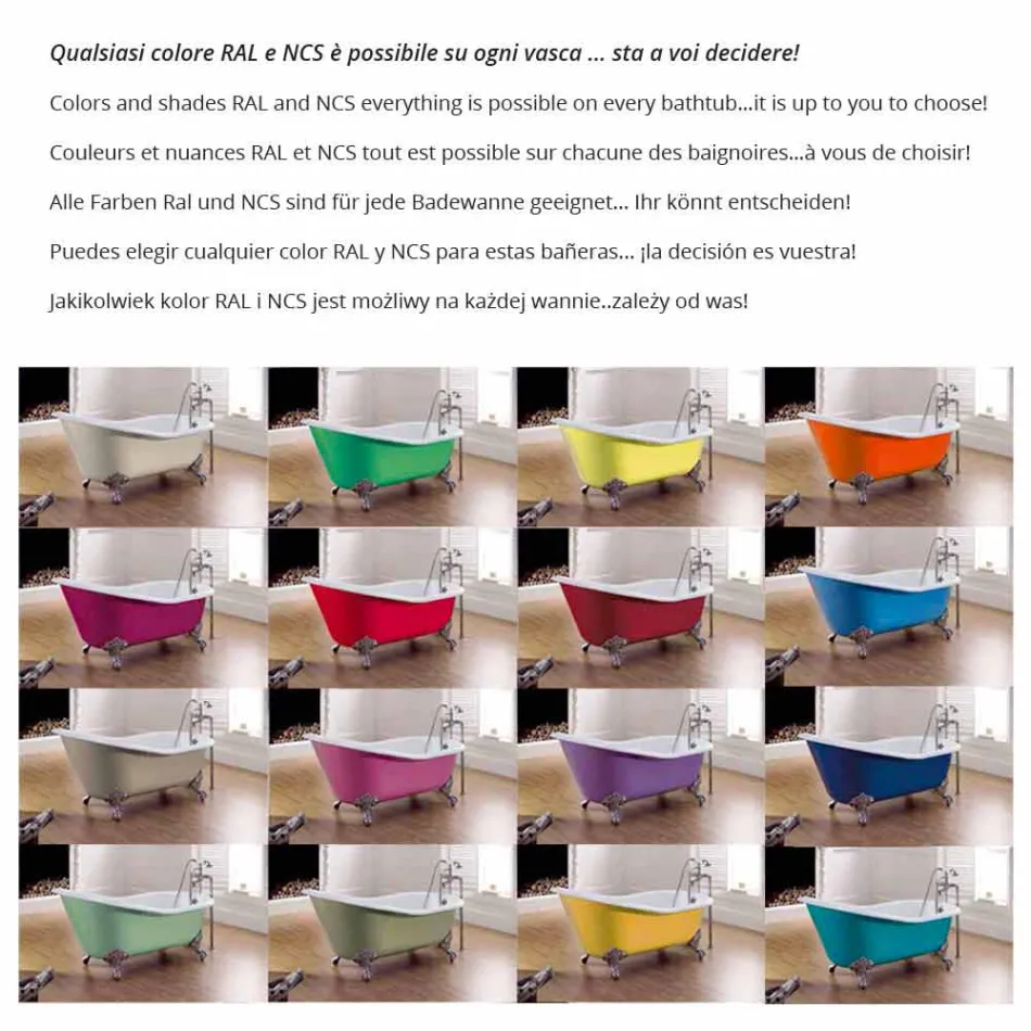 Vasca da bagno freestanding in ghisa colorata dal design moderno Betty Viadurini