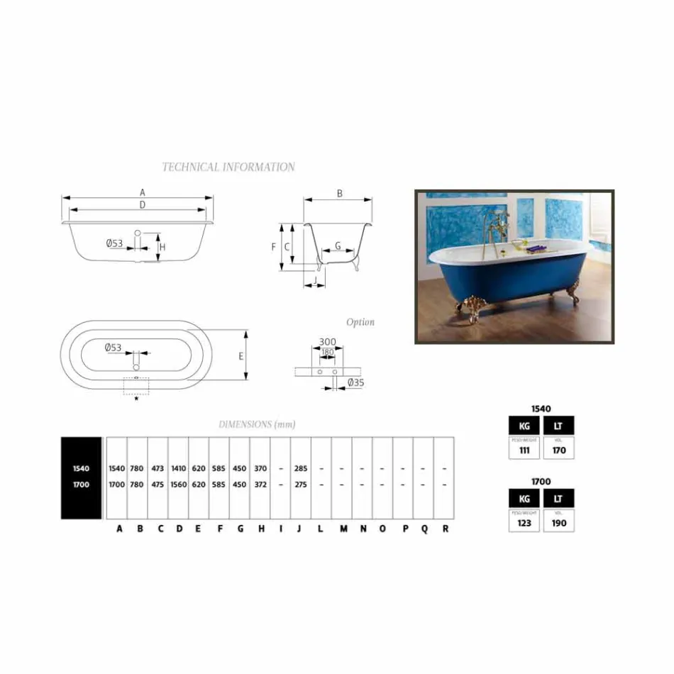 Vasca da bagno freestanding in ghisa verniciata con piedini Diane Viadurini