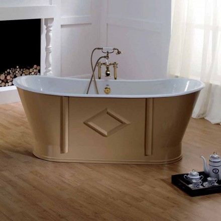 Vasca da bagno freestanding in ghisa verniciata e decorata Allen Viadurini