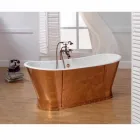 Vasca da bagno in ghisa placcata esternamente in rame Henry Viadurini
