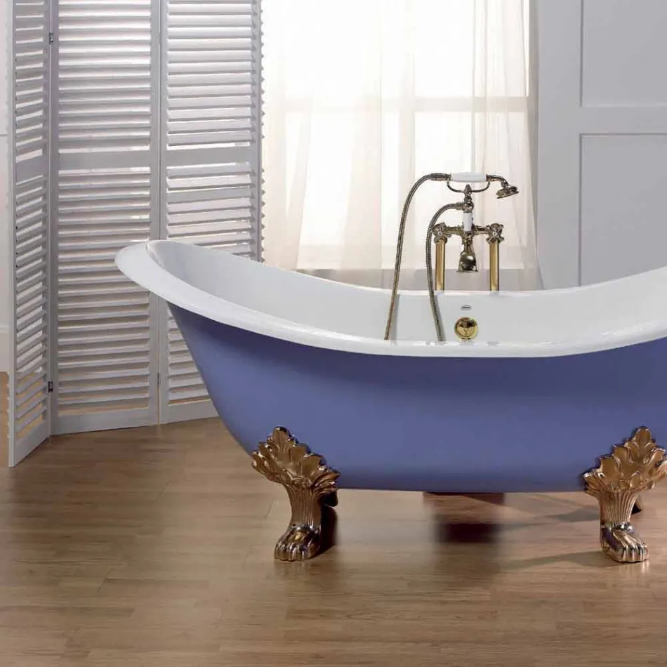 Vasca da bagno in ghisa smaltata e verniciata con piedini Lane Viadurini