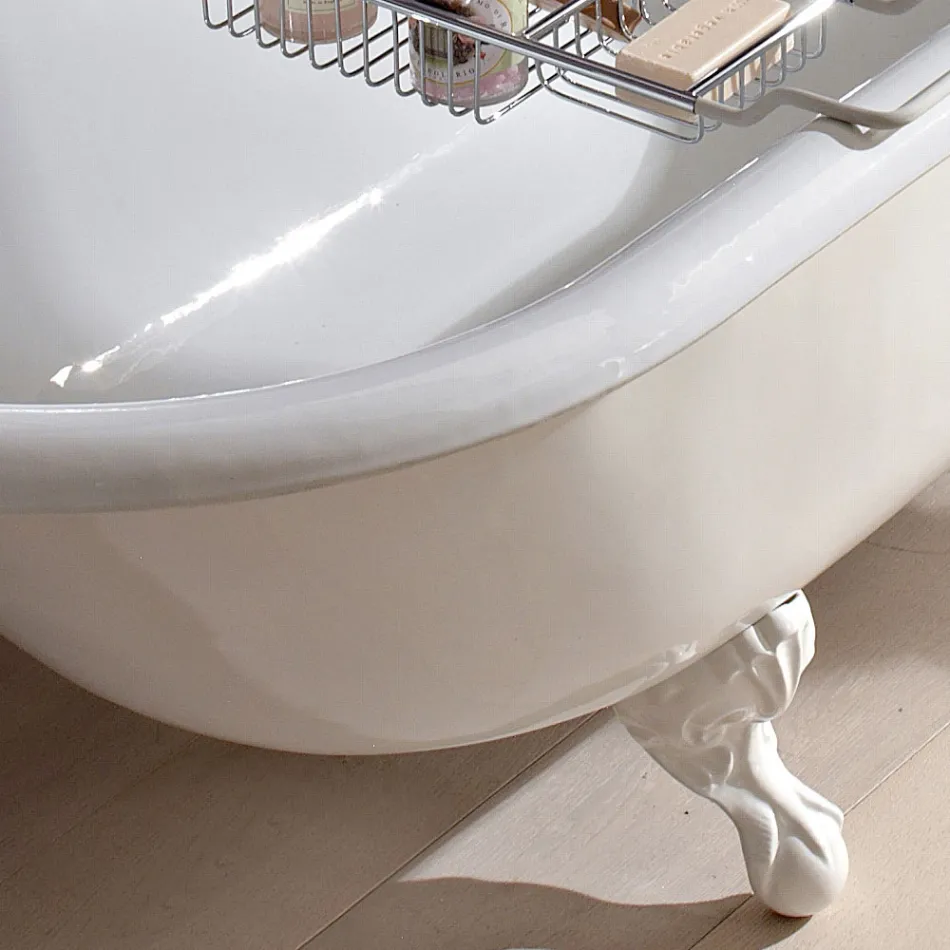 Vasca Freestanding Design Vintage in Ghisa Bianca, Made in Italy – Marwa Viadurini