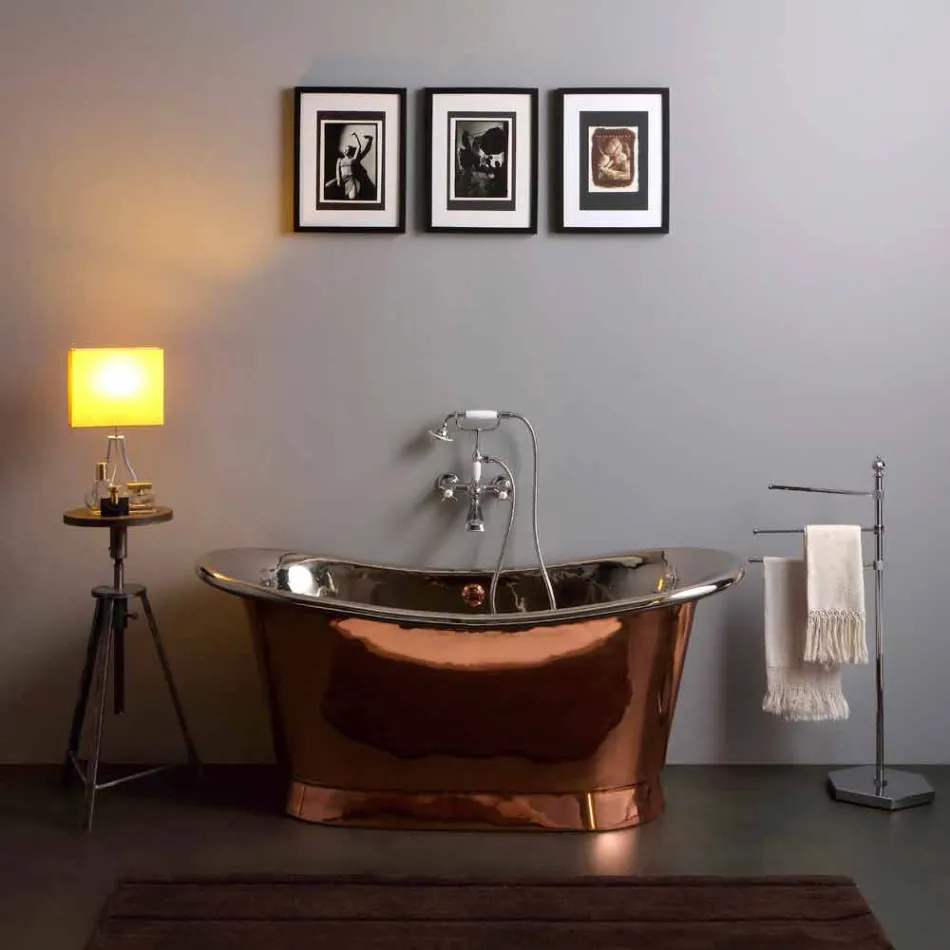 Vasca freestanding di design finitura nickel e rame Angelica Viadurini