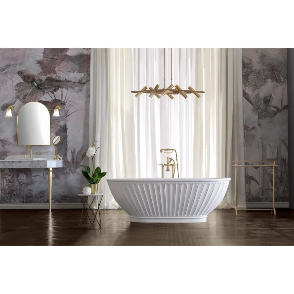 Vasca in Solid Surface con Esterno Bianco Matt Made in Italy - Ross  Viadurini