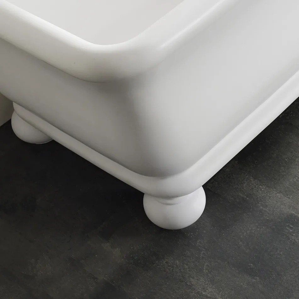 Vasca in Solid Surface Rettangolare Morbida sugli Angoli Made in Italy - Fulvio Viadurini