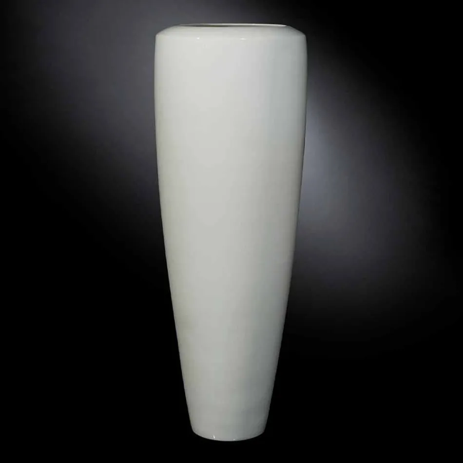 Vaso Alto Artigianale in Ceramica Bianca Opaca Realizzato in Italia - Capuano Viadurini