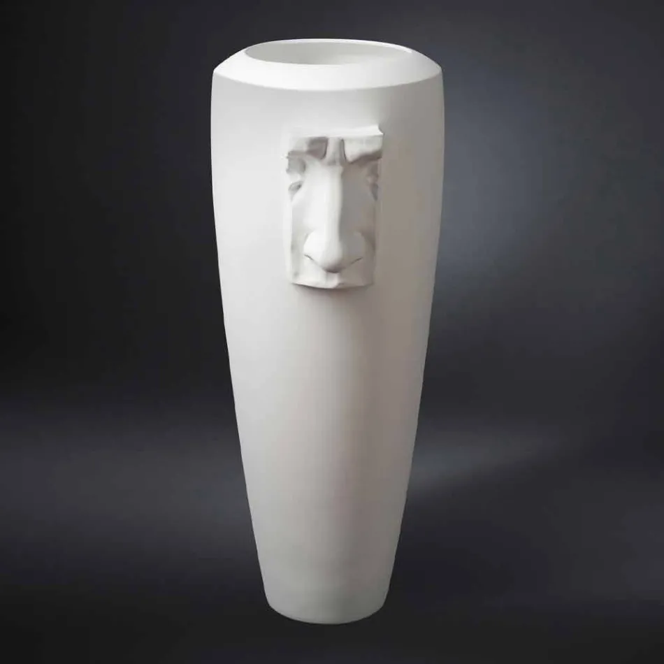 Vaso Alto da Interno in Ceramica Bianca Lavorata a Mano in Italia - Capuano Viadurini