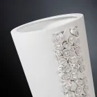 Vaso Alto in Ceramica Bianca con Decoro Realizzato a Mano in Italia - Calisto Viadurini