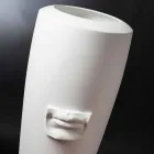 Vaso Alto in Ceramica Bianca Lavorata a Mano con Decoro Made in Italy - Capuano Viadurini