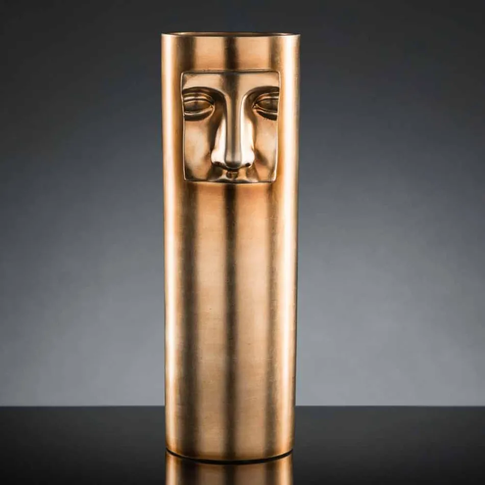 Vaso Alto Moderno in Ceramica Bianca con Inserto Colorato Made in Italy - Lexi Viadurini