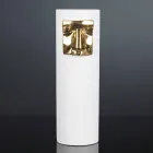 Vaso Alto Moderno in Ceramica Bianca con Inserto Colorato Made in Italy - Lexi Viadurini