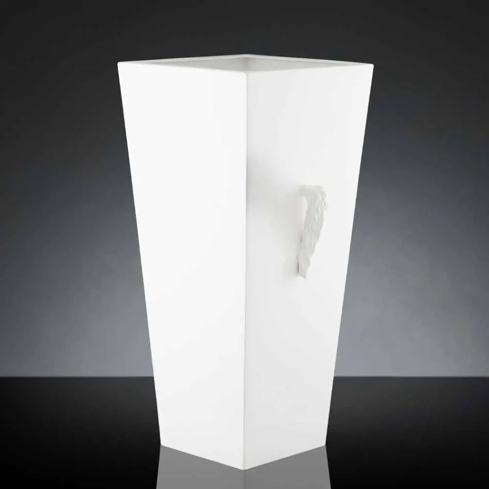 Vaso Alto per Interni in Ceramica Bianca Lavorata a Mano in Italia - Jacky Viadurini