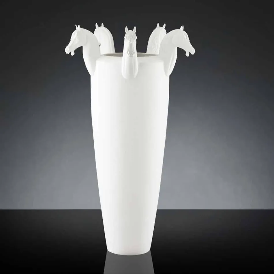 Vaso Alto per Interni in Ceramica Bianca o Oro Lucido Made in Italy - Jacky Viadurini