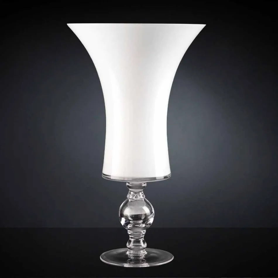 Vaso Artigianale in Vetro Soffiato Bianco o Oro 24k Made in Italy - Canberra Viadurini