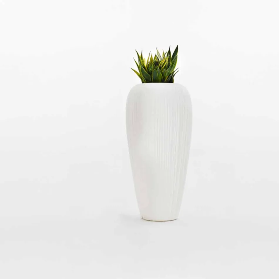 Vaso d'Arredo in Polietilene Bianco, Beige o Antracite 2 Pezzi - Skin by Myyour Viadurini