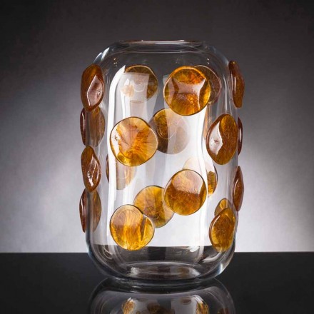 Vaso da Interno in Vetro di Murano con Dettagli Colorati Made in Italy - Mirtos Viadurini