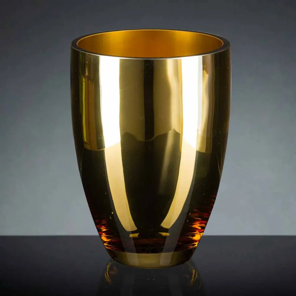 Vaso da Interno in Vetro Soffiato Finitura Oro Lavorato a Mano in Italia - Taka Viadurini