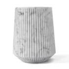 Vaso Decorativo in Marmo Bianco Carrara o Portoro Design a Righe - Cairo Viadurini