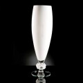 Vaso Decorativo in Vetro Bianco e Trasparente Lavorato a Mano in Italia - Crezia