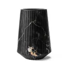 Vaso di Decoro Marmo Bianco Carrara o Nero Portoro a Righe Design - Cairo Viadurini