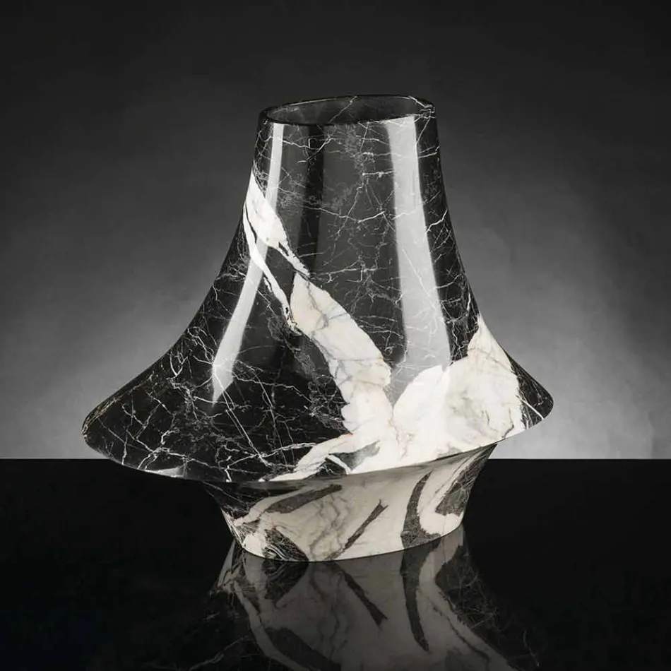 Vaso Elegante per Interni in Marmo Bianco e Nero Made in Italy - Originale Viadurini
