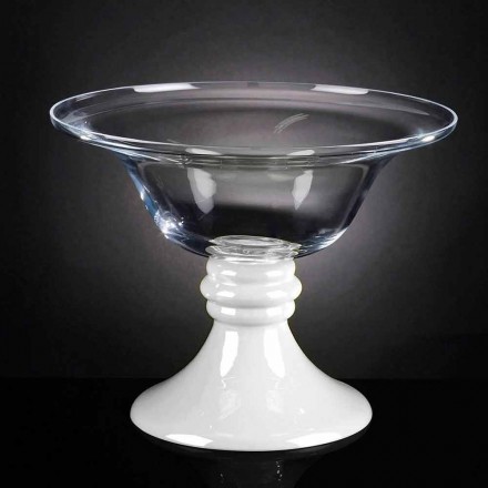 Vaso Elegante per Interni in Vetro Bianco e Trasparente Made in Italy - Allegra Viadurini