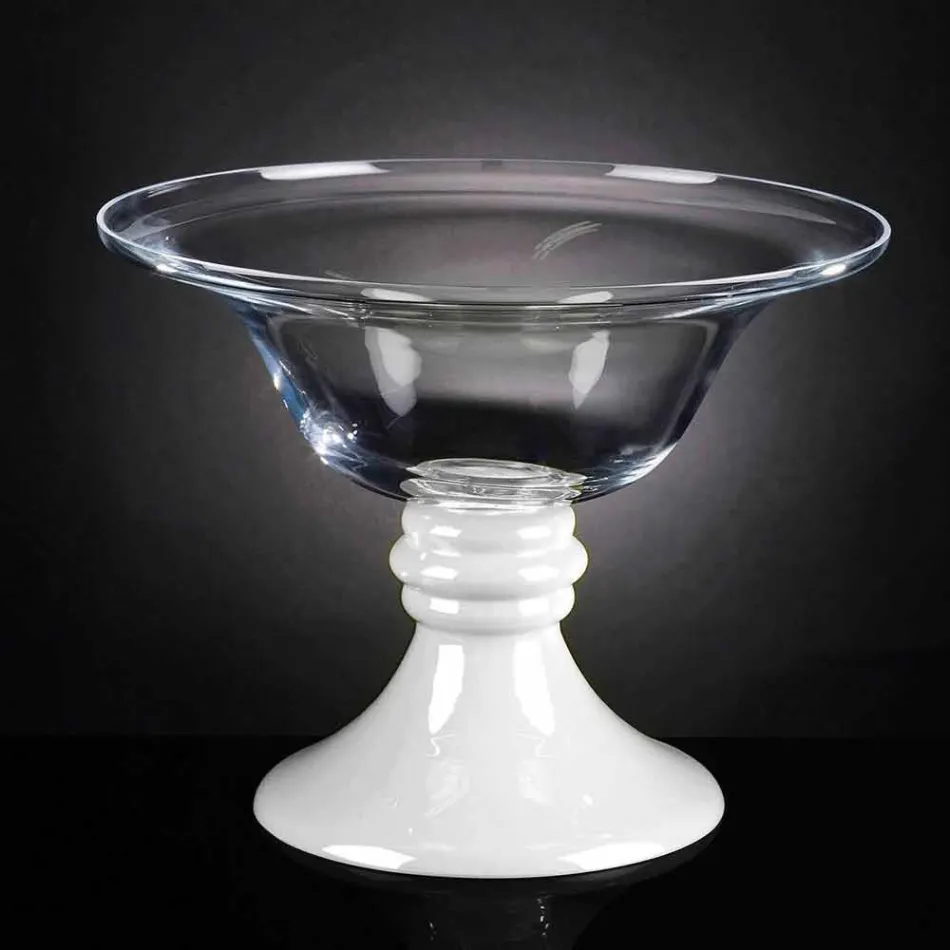 Vaso Elegante per Interni in Vetro Bianco e Trasparente Made in Italy - Allegra Viadurini