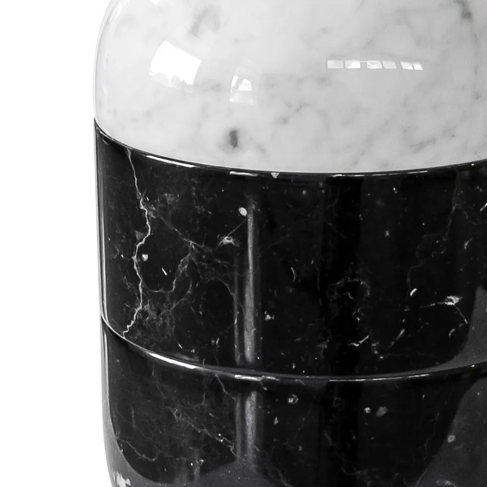 Vaso in Marmo Bianco di Carrara e Nero Marquinia Design di Lusso - Calar Viadurini