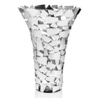 Vaso in Vetro e Metallo Argentato con Decoro Geometrico di Lusso - Chirico Viadurini