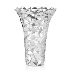 Vaso in Vetro e Metallo Argentato con Decoro Geometrico di Lusso - Chirico Viadurini