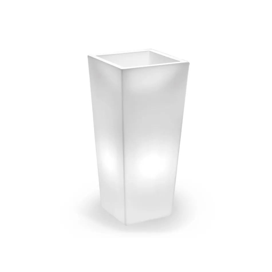 Vaso Luminoso da Interno Alto in Polietilene perla Made in Italy - Devid Viadurini