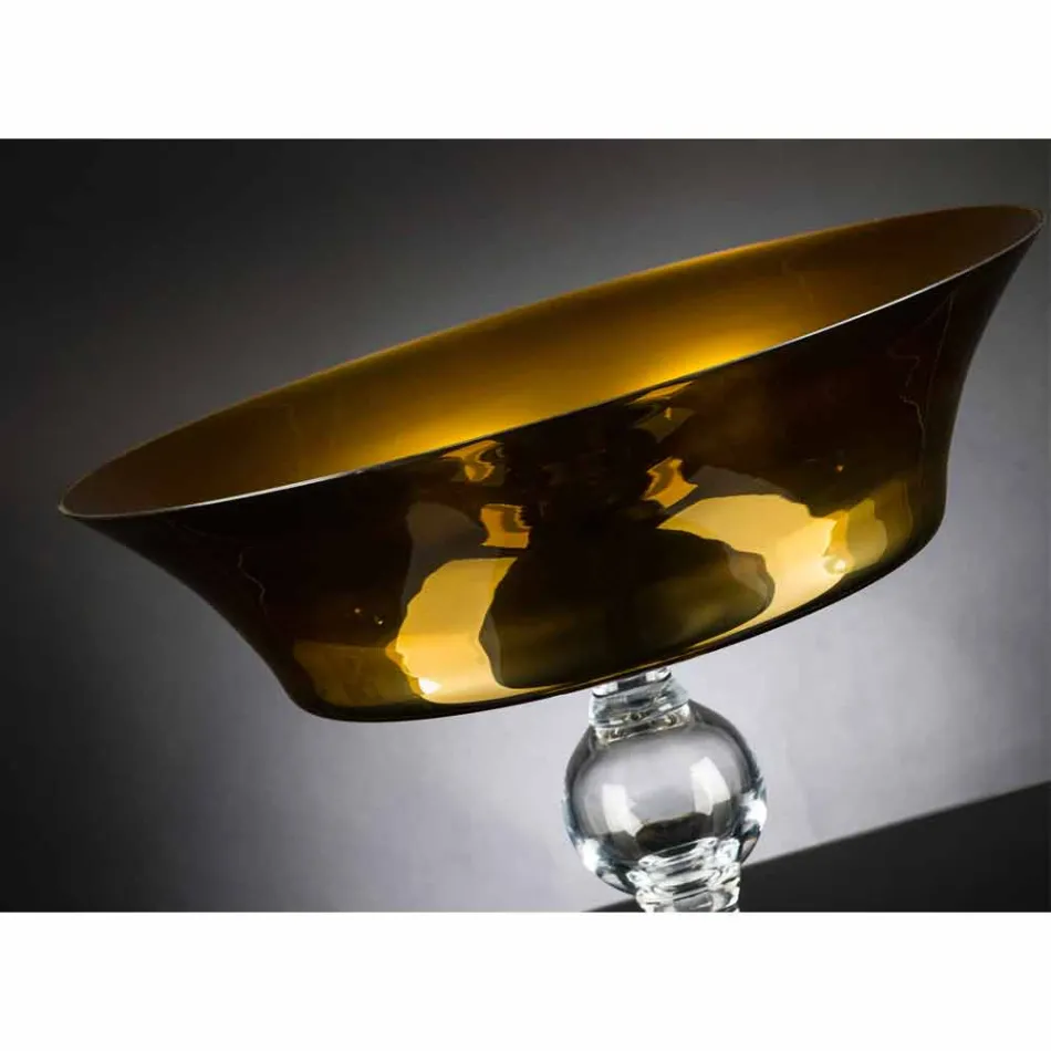 Vaso Ornamentale in Vetro Soffiato Oro e Trasparente Made in Italy - Delfino Viadurini