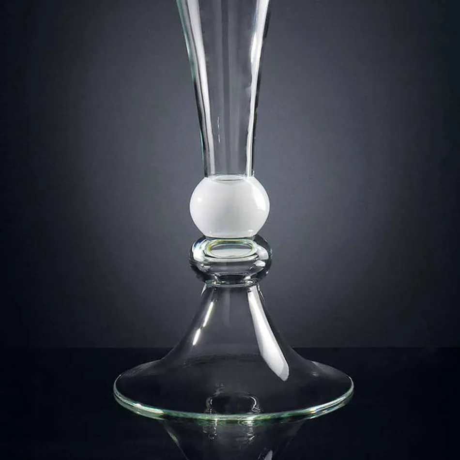 Vaso Ornamentale in Vetro Trasparente con Sfera Bianca Made in Italy - Vanissa Viadurini