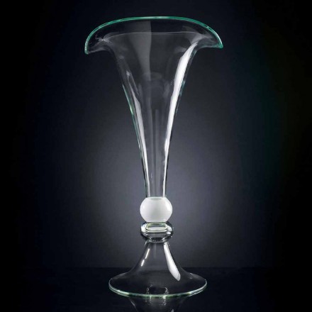 Vaso Ornamentale in Vetro Trasparente con Sfera Bianca Made in Italy - Vanissa Viadurini