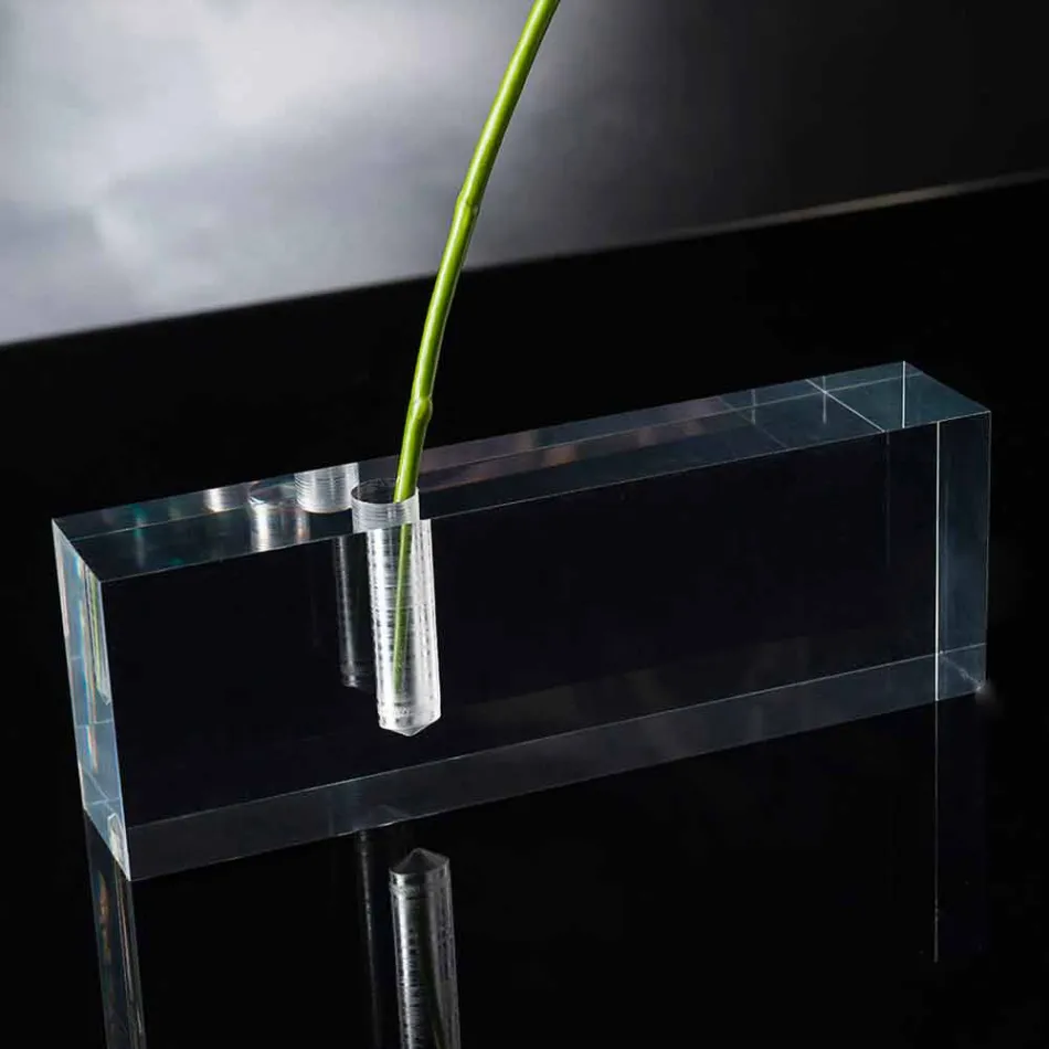 Vaso per Fiori Moderno in Plexiglass Trasparente Realizzato in Italia - Unique Viadurini