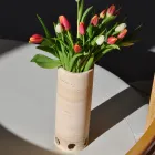 Vaso/Portacandele Cilindrico in Marmo Satinato Made in Italy - Shoyo Viadurini