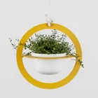 Vaso Portafiori a Sospensione in Acciaio e Ceramica Made in Italy - Leotta Viadurini