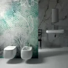 Vaso sospeso in ceramica bianca design moderno Gaiola, made in Italy Viadurini