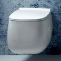 Vaso sospeso in ceramica bianca design moderno Gaiola, made in Italy