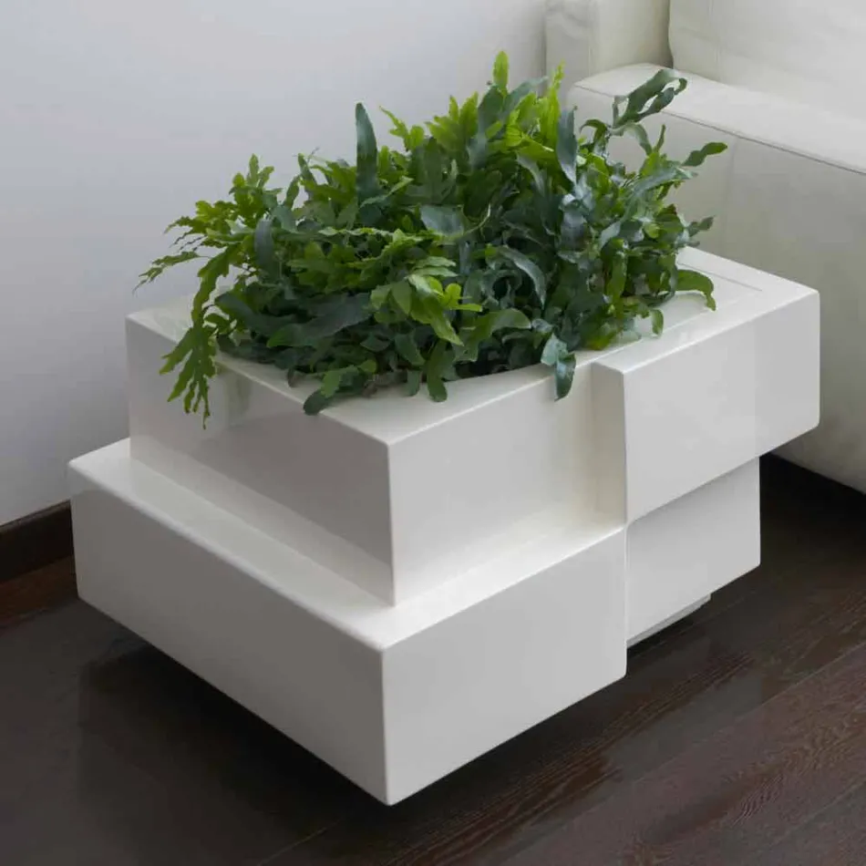 Vaso su ruote nero,bianco Slide Cubic Yo irregolare moderno made Italy Viadurini