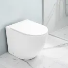 Vaso Wc a Terra Ciclonico con Sedile Soft Close in Ceramica Bianca - Aralia Viadurini