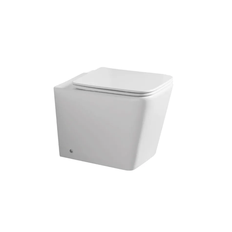 Vaso Wc a Terra con Sedile Soft Close in Ceramica dal Design Moderno - Giunco Viadurini